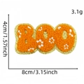 Orange chenille BOO letter patch with gold sequins for Halloween apparel decor - BOO Lettering (5#)