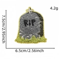 Halloween tombstone ghost embroidery patch with gold border and R.I.P. text detail - RIP Tombstone (7#)