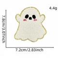 Ghost chenille patch with gold glitter edge and embroidery for Halloween decor - White Ghost (8#)