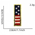 Écusson drapeau américain brodé avec bordure pailletée dorée et texture bouclée - Écusson Jour de l'Indépendance 1# (Drapeau Rectangle)