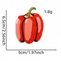 Red bell pepper embroidered patch for clothing with precise size dimensions shown - Sweet Pepper