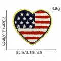 Écusson coeur drapeau américain en chenille avec paillettes dorées et largeur 8cm - Écusson Jour de l'Indépendance 2# (Drapeau Cœur)