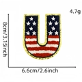 Écusson lettre U en chenille avec drapeau américain et bord doré pailleté 8 cm - Écusson Jour de l'Indépendance 4# (Lettre U)