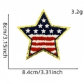 Écusson brodé drapeau américain en étoile avec bordure dorée pailletée, largeur 8,4cm - Écusson Jour de l'Indépendance 7# (Étoile)