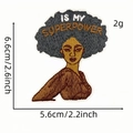 Embroidered black girl magic patch with Afro hair and Is My Superpower text - Afro Girl Superpower Slogan (6036869923023)