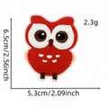 Red owl embroidery patch for clothing with detailed dimensions and weight info - Owl