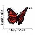 Red and black butterfly embroidery patch with size details for clothing repair - Butterfly