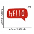 Red speech bubble embroidery patch with white HELLO text, 6.3cm x 4.2cm size details - HELLO Bubble