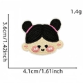Cute cartoon girl embroidered patch with dimensions 3.6x4.1cm and 1.4g weight - Cartoon Figure Patch 12#
