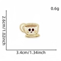 Cartoon coffee cup embroidered patch in beige and brown with smiling face, size 3.4x2.6cm - Squinting Coffee Cup Style (Delicious Food Patch 2#)