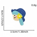 Cartoon girl embroidery patch with yellow flower, heat-seal iron-on backing, 4x3.5cm size - Cartoon Figure Patch 15#