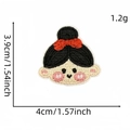Cartoon girl patch with red bow embroidery for clothing decoration, 3.9x4cm size - Cartoon Figure Patch 16#