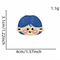 Cartoon blue hair boy embroidery patch with iron-on backing, 4cm x 3.1cm size detail - Cartoon Figure Patch 17#