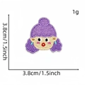 Cartoon girl patch with purple hair, iron-on embroidery sticker 1.5 inch size - Cartoon Figure Patch 18#