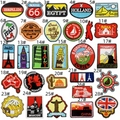 Detail view of 28 assorted world landmark embroidery patches for clothing and bags - Global Landmark Patch Collection