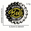 Parche bordado redondo de chapa de cerveza artesanal con letras sobre fondo blanco - Estilo Insignia de Chapa de Botella (AZ2507A6-3)