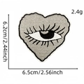 Y2K heart eyes embroidery patch in grey and white with 6.5cm x 6.2cm dimensions - Cartoon Personality Patch 2#