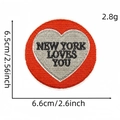 Y2K embroidered patch featuring New York Loves You text in red and gray heart design - Cartoon Personality Patch 3#