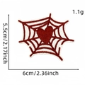 Y2K embroidery spider web heart patch in burgundy and white, 5.5cm by 6cm DIY accessory - Cartoon Personality Patch 5#