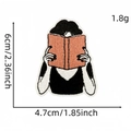 Embroidered cartoon patch of person reading a book, 6cm x 4.7cm DIY accessory - Reading Figure Style (1#)