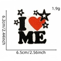 Y2K I Love Me embroidered heart patch for clothing with star details 6.2cm - Cartoon Personality Patch 7#