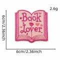 Pink Book Lover embroidered patch with heart and stars for DIY bag decoration - Book Style (2#)