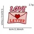 Pink heart envelope embroidery patch with LOVE and LETTER text for DIY bag decor - Love Letter Envelope Style (3#)