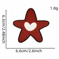 Red star Y2K embroidery patch with white heart and dimensions 6.6x6.3cm for clothing - Cartoon Personality Patch 9#