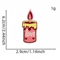 Embroidered pink candle patch with love text slogan for DIY bag and clothing decoration - Heart Candle Style (4#)