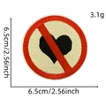 Y2K style red prohibited sign and black heart embroidered patch with dimensions - Cartoon Personality Patch 10#