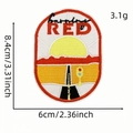 Embroidered RED album patch for clothes with sunrise design and 8.4cm size specs - Sunset Landscape (Letter Patch 5#)