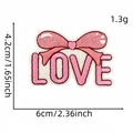 Pink LOVE embroidered patch with bow detail for DIY clothing and bag decoration - Bowknot Style (5#)