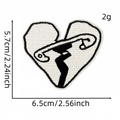 Y2K heart embroidery patch with safety pin and lightning bolt, 6.5cm x 5.7cm size - Cartoon Personality Patch 11#