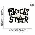 Black and white Y2K ROCK STAR embroidered patch for clothing DIY, 6.5x4.7cm size - Cartoon Personality Patch 14#