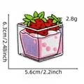 Niedlicher Erdbeer-Dessert Stickaufnäher 6,3cm groß für Kleidung und Zubehör - Erdbeerdessert (1#)