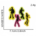Y2K embroidered cartoon patches featuring colorful dance silhouettes for garments - Cartoon Personality Patch 15#