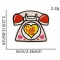 Pink retro telephone embroidery patch with Call me slogan and heart detail - Retro Phone Style (12#)