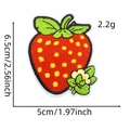 Cute red strawberry embroidery patch with small yellow flower, 6.5cm height and 5cm width - Strawberry Cloth Patch #6