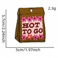 Embroidered Hot To Go paper bag patch with pink flowers for DIY clothing decoration - Paper Bag Style (13#)