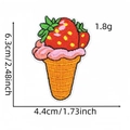 Strawberry ice cream embroidered patch with size dimensions 6.3cm by 4.4cm - Strawberry Ice Cream (8#)