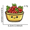Cute cartoon strawberry basket embroidered patch for clothing with detailed dimensions - Strawberry Basket (9#)
