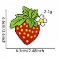 Cute embroidered strawberry patch with floral detail, measuring 6.6cm by 6.3cm size - Strawberry Plant (10#)