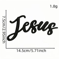 Black Jesus script embroidery patch with dimensions 14.5cm by 7.5cm and iron-on backing - Jesus (Black)