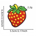 Red strawberry embroidered iron-on patch for clothing, size 6.4x5.5cm, weight 2.2g - Strawberry Cloth Patch #11