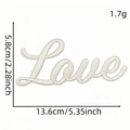White cursive 'Love' embroidered patch iron-on applique for clothing 13.6x5.8cm - Love (White)