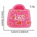 Pink handbag embroidery patch with red hearts and KISS lettering for creative DIY décor - KISS Heart Bag (2#)