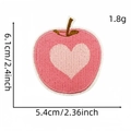 Pink apple embroidery patch with heart pattern and white border for clothing bags - Pink Apple Style (18#)