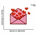 Pink envelope with red hearts embroidered patch DIY decor 6x5cm 1.8g sticker - Heart Envelope Style (20#)