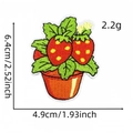 Cute cartoon strawberry potted plant embroidery patch with size measurement 6.4x4.9cm - Potted Strawberry Flower (15#)