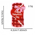 Toppa ricamata a forma di cuore rosa per San Valentino con scritta Happy Valentine's Day - Barattolo di Caramelle Festival (6#)